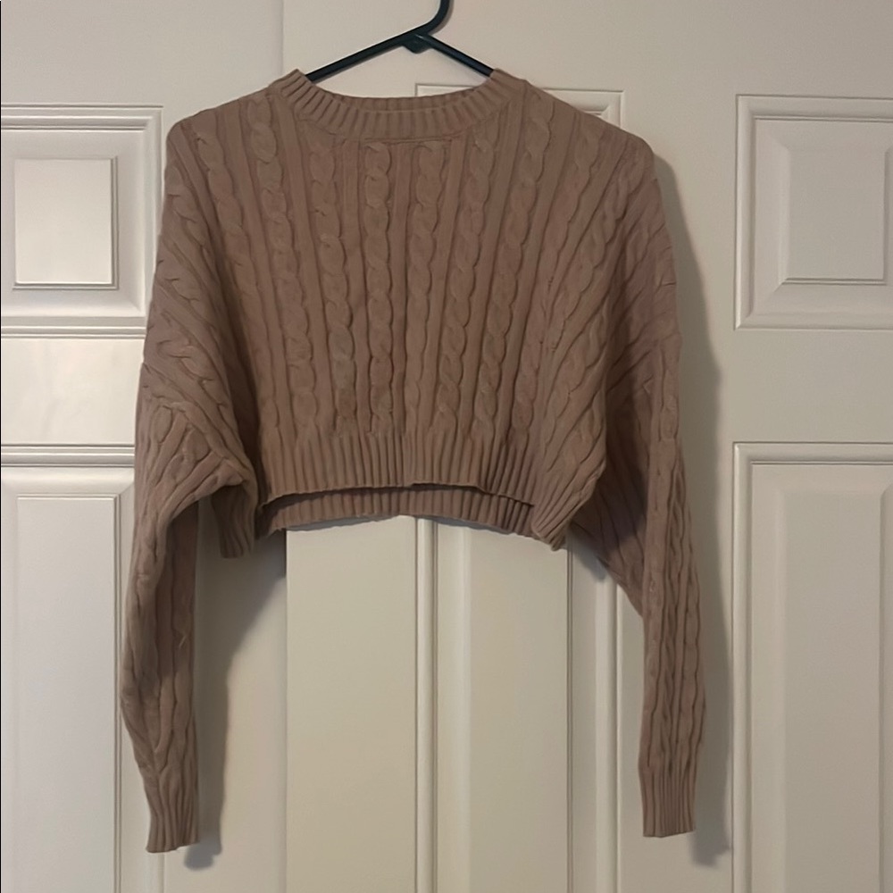 Altar'd State Tan Ribbed Crew Neck Sweater